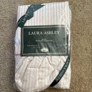 Vintage Laura Ashley Set of 2 Ticking Stripe Pillowcases Pink NIP KING